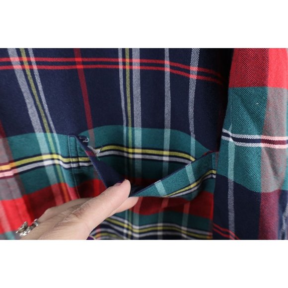 Vtg 90s Tommy Hilfiger Mens Large Faded Rainbow Plaid Collared Button Down Shirt - Picture 5 of 9